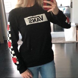 Black VANS Long Sleeve/ checkered w roses